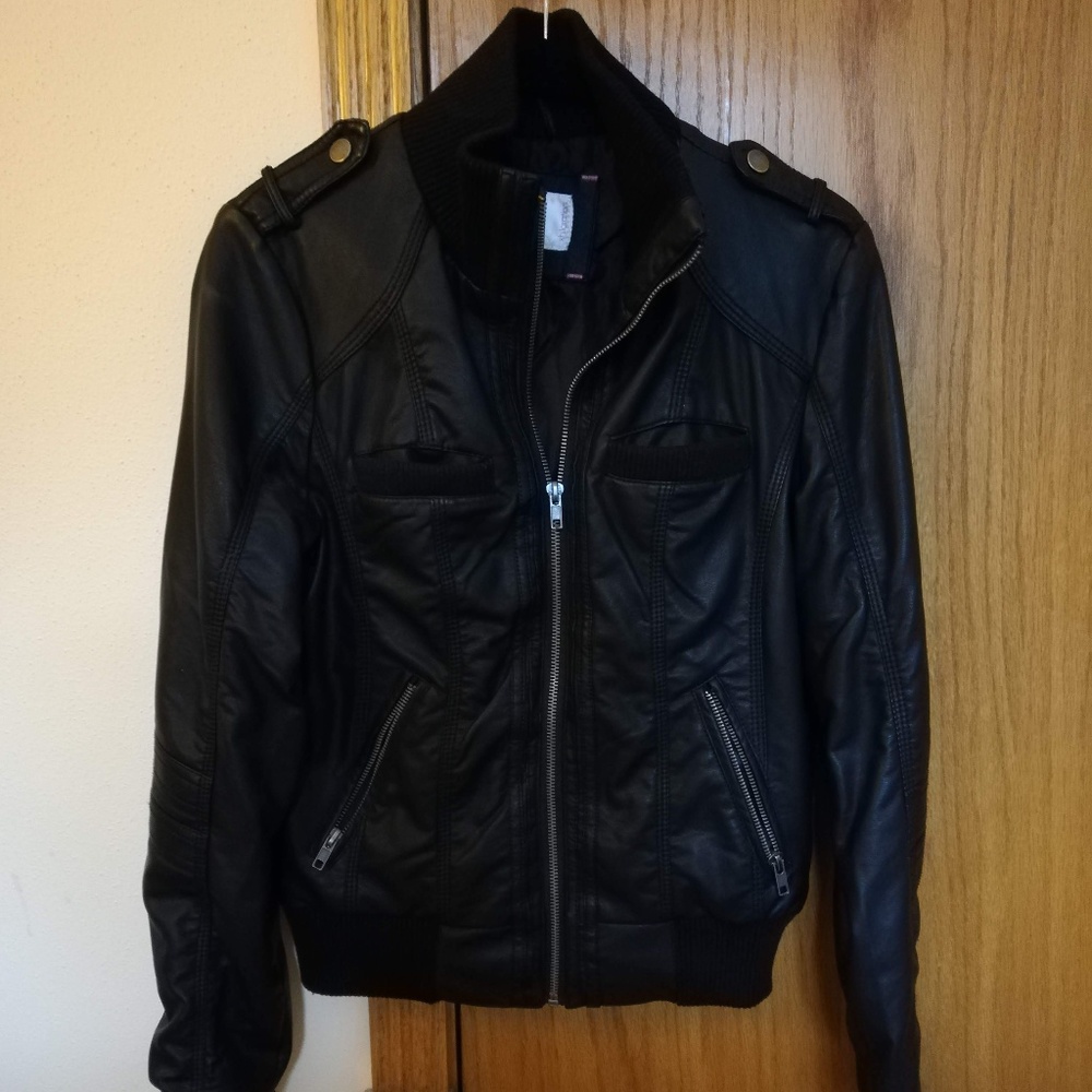 Xhilaration Faux Leather Jacket, Black, Size Small